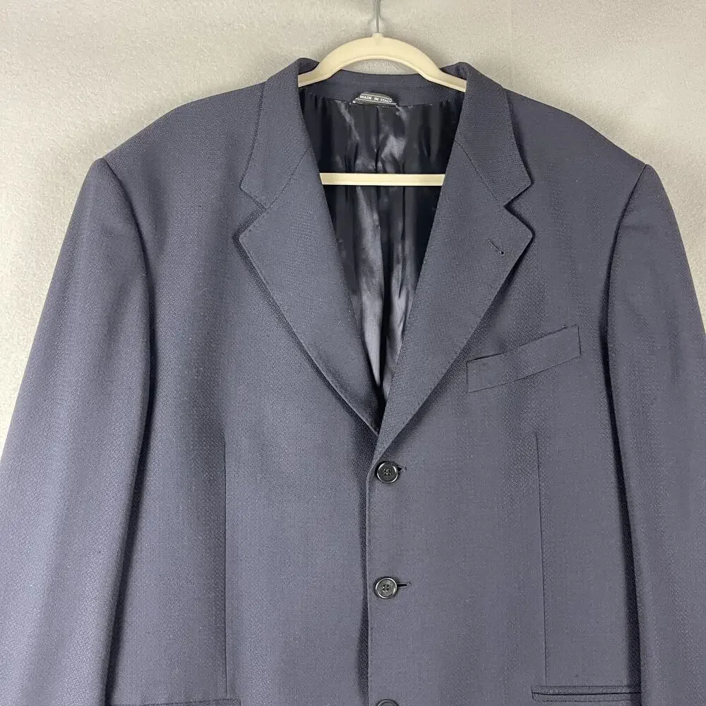 Luciano‎ Carreli Wool Blazer Sport Coat Mens 46R Blue Super 120s Career Italy